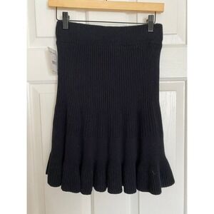 Free‎ People Solid Gold Ribbed Skirt Black L NWT Flared Knit Cozy Casual